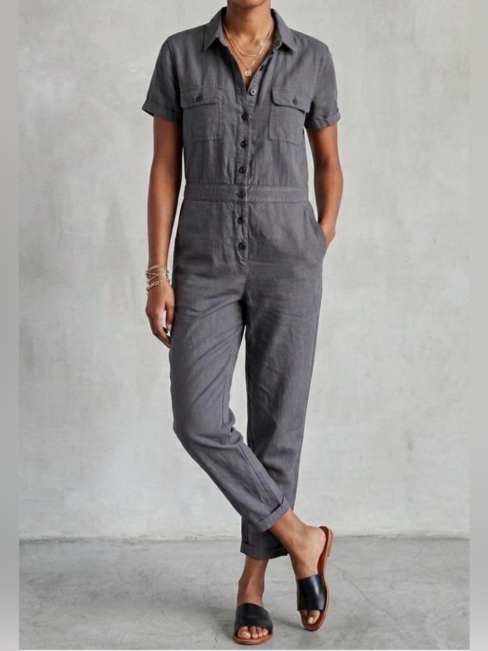 Outerknown S.E.A. Suit Jumpsuit Short Sleeve Cotton size Medium $168
Color Storm